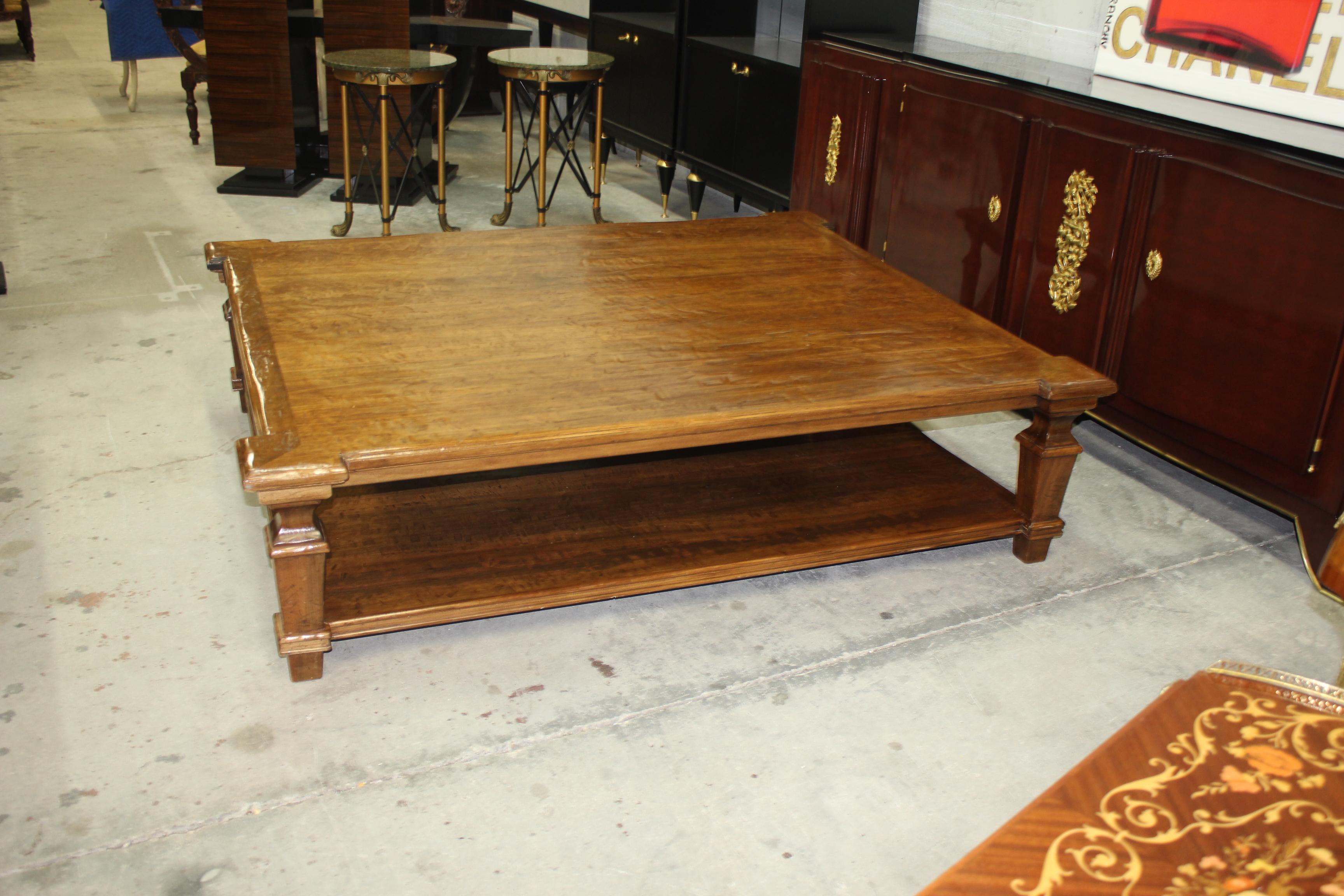 Exceptional Huge French Country Solid Walnut Coffee Table, circa 19th Century 5