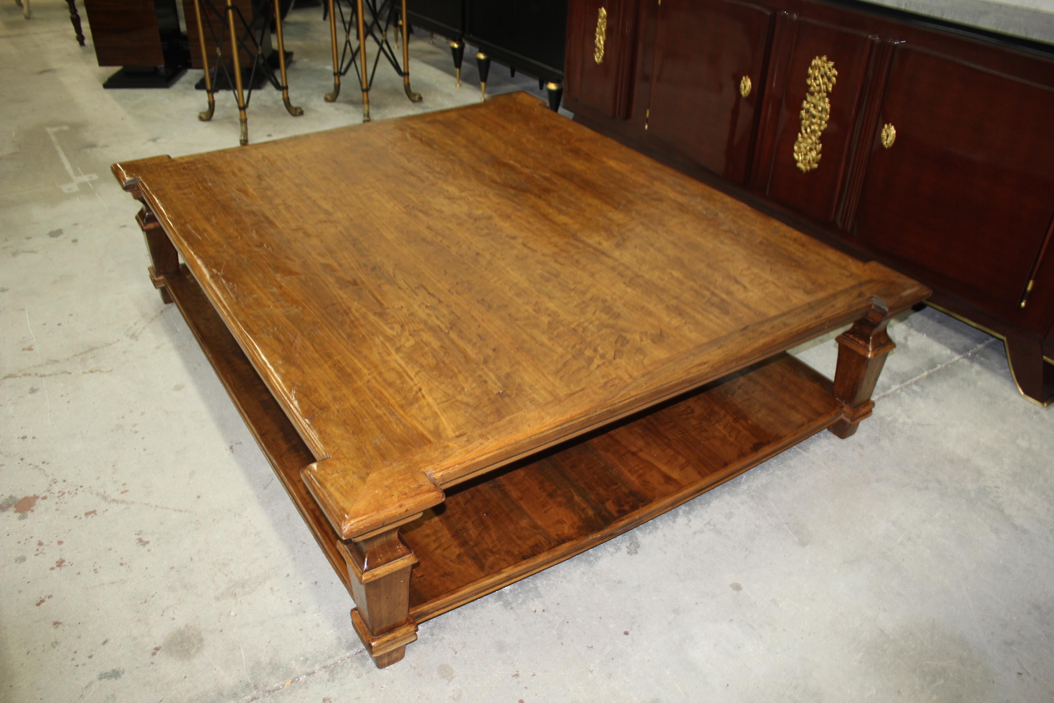 Exceptional Huge French Country Solid Walnut Coffee Table, circa 19th Century 6