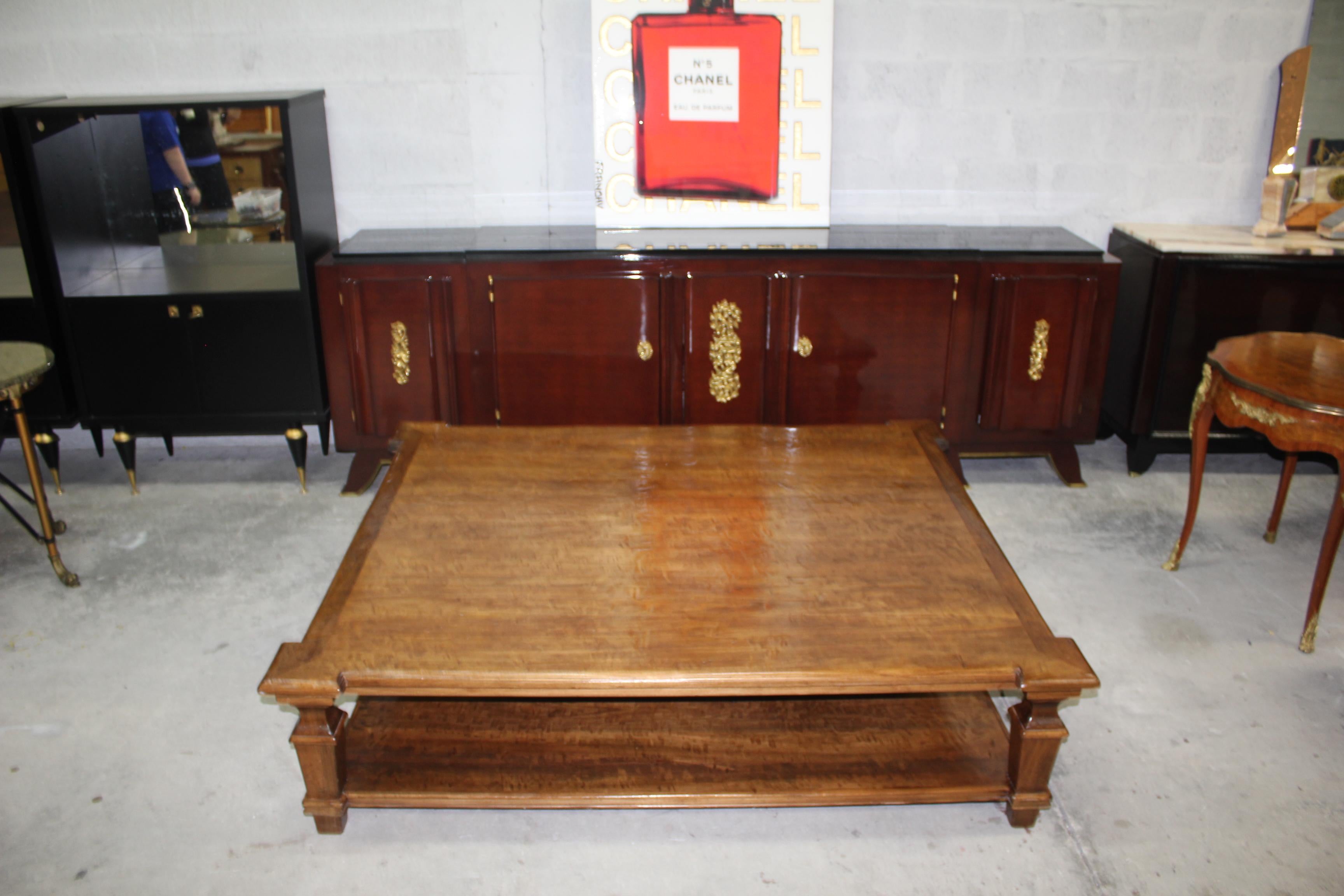 Exceptional Huge French Country Solid Walnut Coffee Table, circa 19th Century 9
