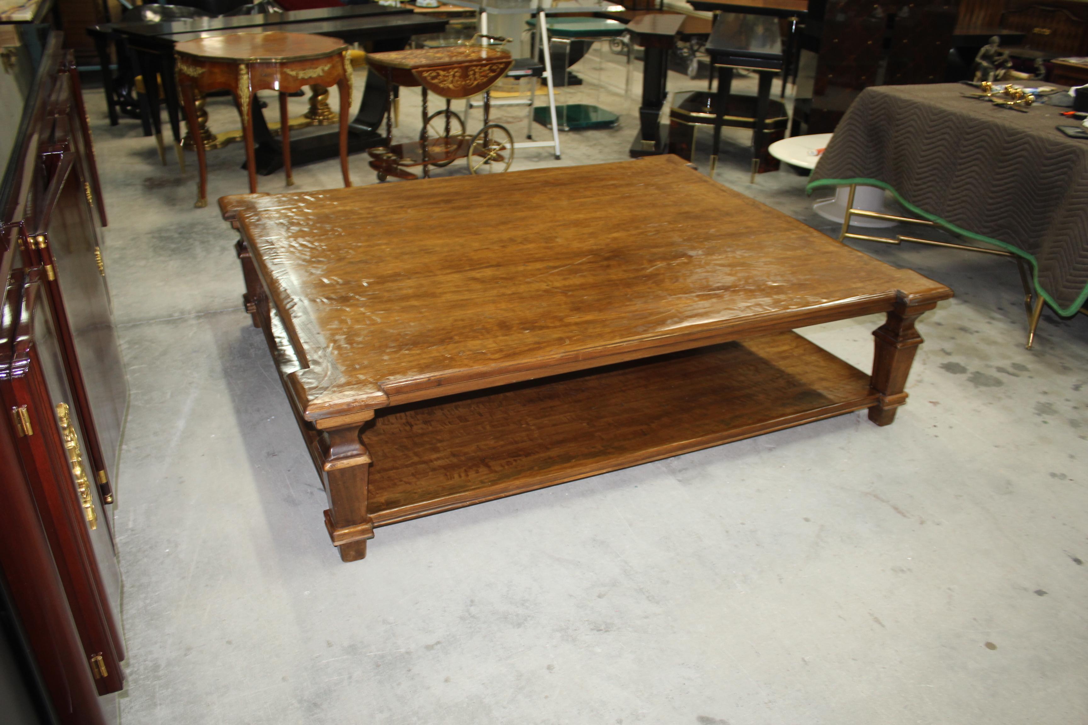 Exceptional Huge French Country Solid Walnut Coffee Table, circa 19th Century 12