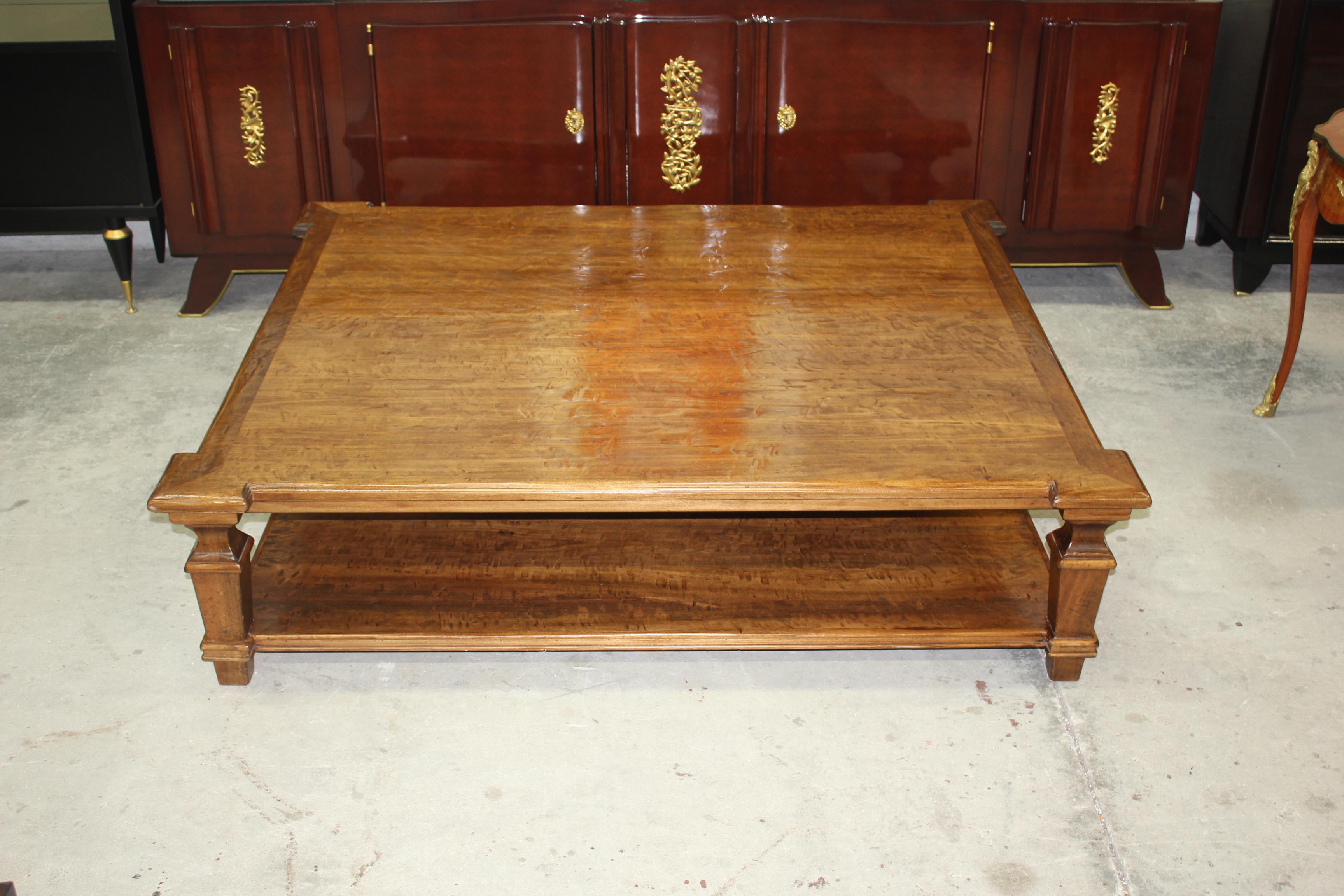 French Provincial Exceptional Huge French Country Solid Walnut Coffee Table, circa 19th Century