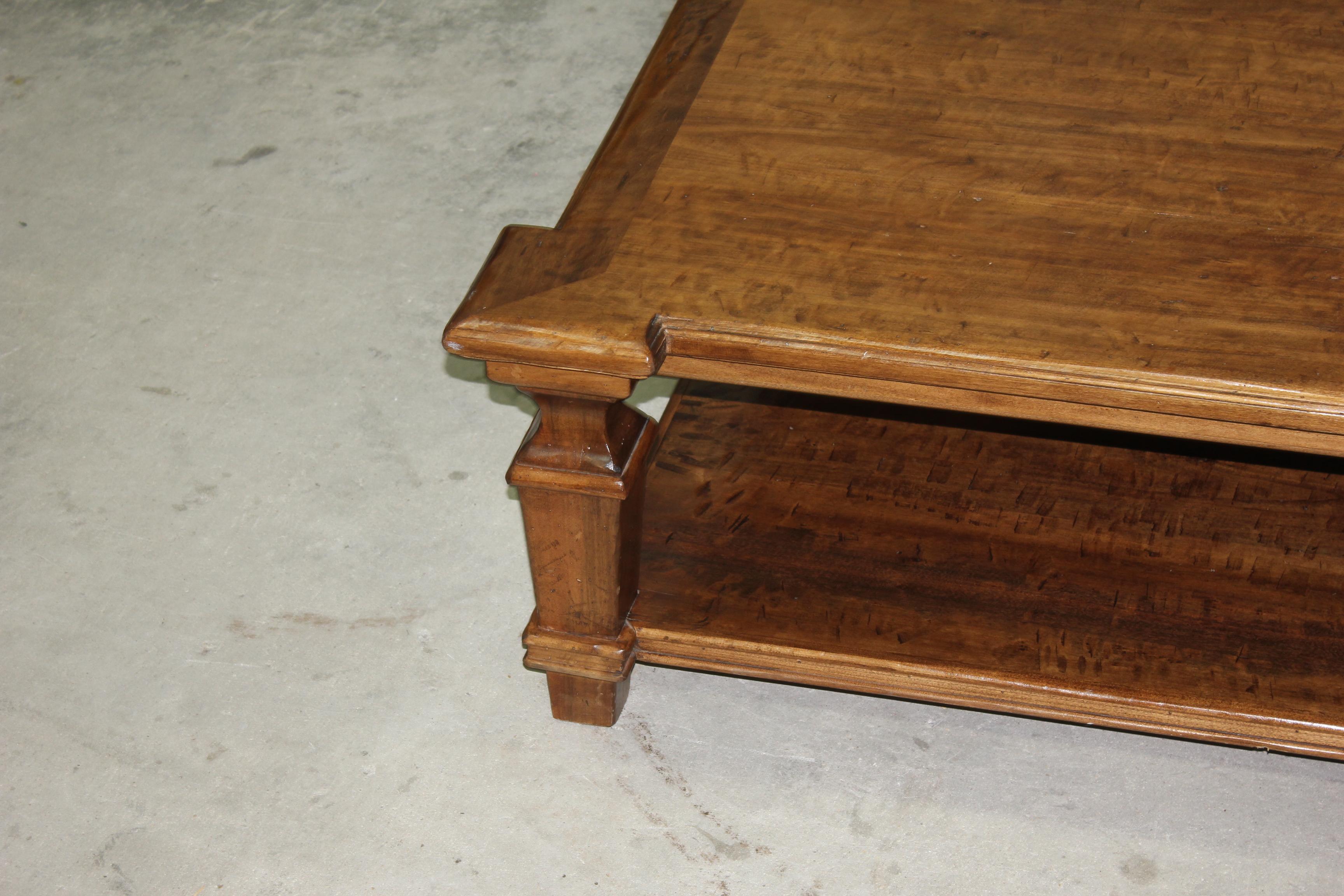 Exceptional Huge French Country Solid Walnut Coffee Table, circa 19th Century In Good Condition In Hialeah, FL