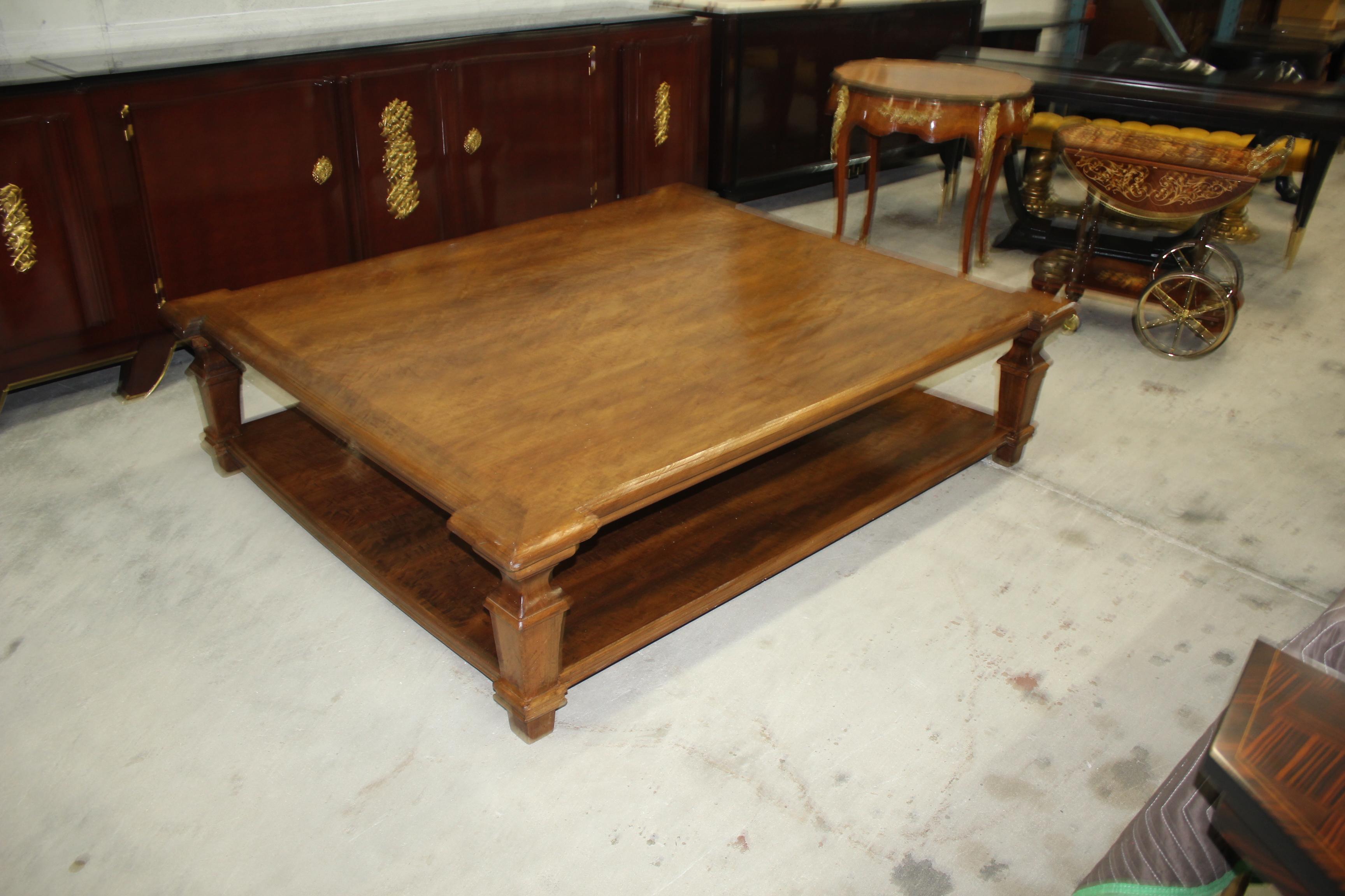 Early 20th Century Exceptional Huge French Country Solid Walnut Coffee Table, circa 19th Century