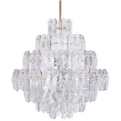 Exceptional Ice Glass Chandelier Attributed to Kalmar