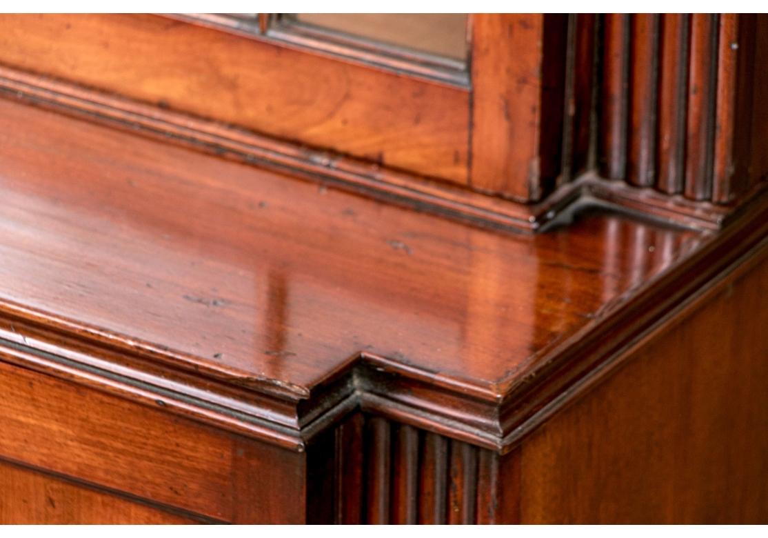 Exceptional Inlaid Antique Mahogany Bookcase Cabinet For Sale 2