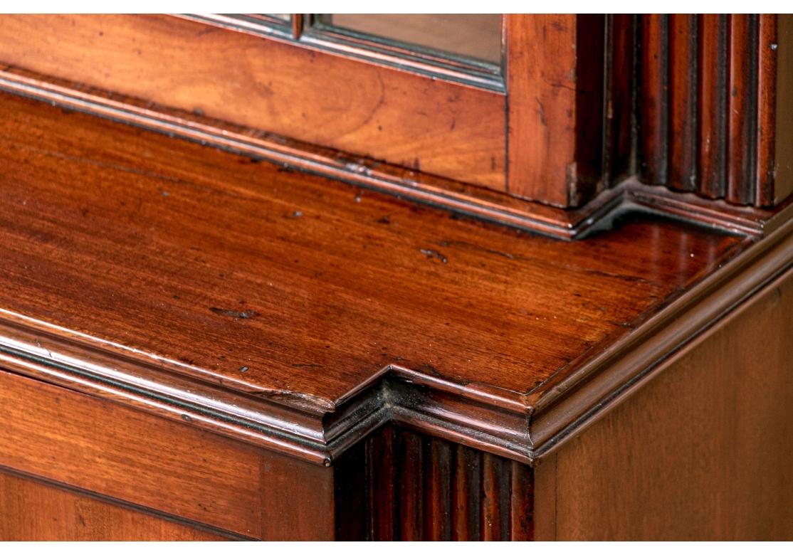Unknown Exceptional Inlaid Antique Mahogany Bookcase Cabinet For Sale