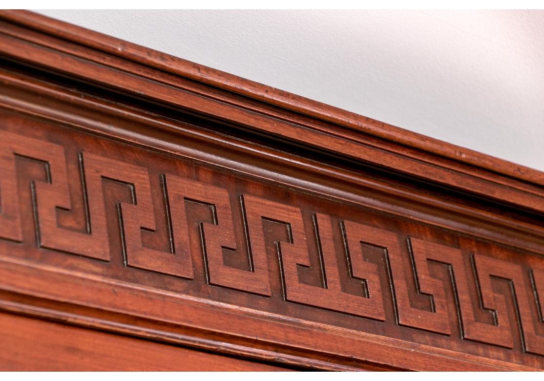 Exceptional Inlaid Antique Mahogany Bookcase Cabinet In Distressed Condition For Sale In Bridgeport, CT