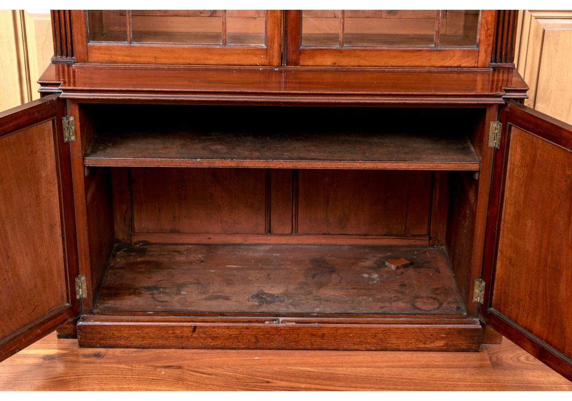 Glass Exceptional Inlaid Antique Mahogany Bookcase Cabinet For Sale