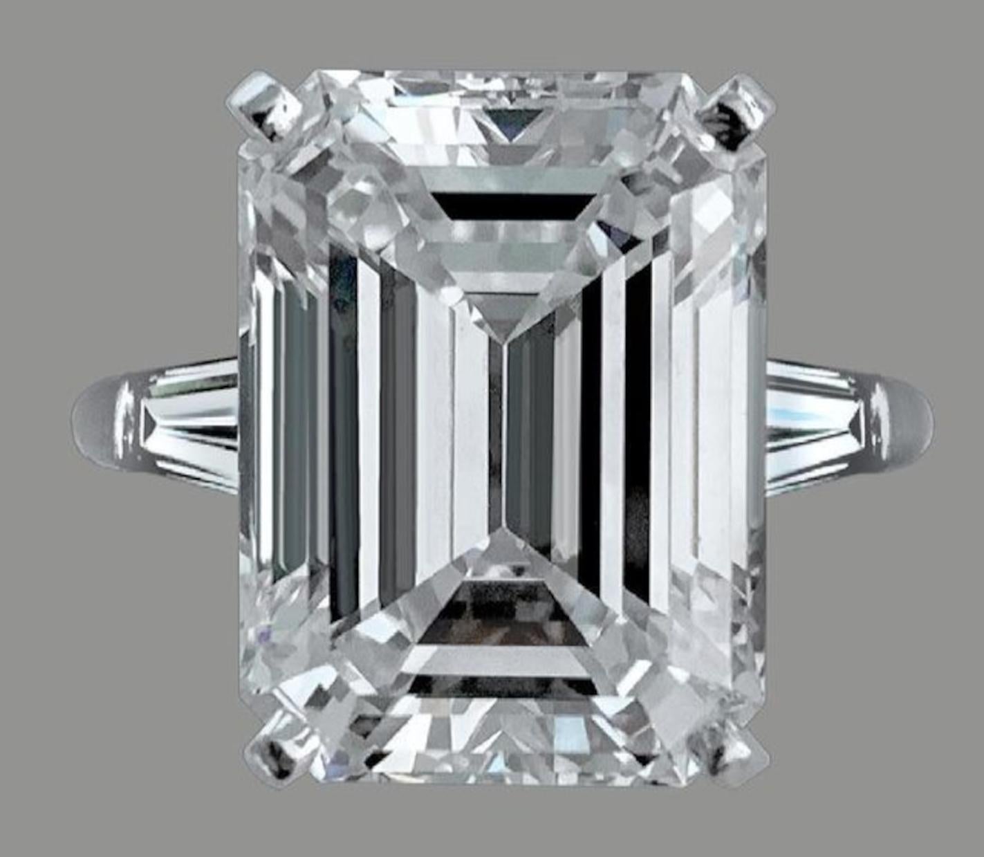 GIA 14.38 Carat Emerald Cut Diamond Ring 
