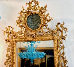 Exceptional Italian 18' Century Carved Gilt-Wood Mirror Tuscany 1740