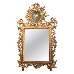 Exceptional Italian 18' Century Carved Gilt-Wood Mirror Tuscany 1740