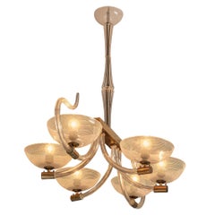 Eccezionale lampadario italiano Art Deco con vetro di Murano Filigrana