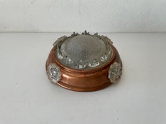 Exceptional Italian Art Deco Copper and Glass Flush Mount Ceiling, 1940s, Italy