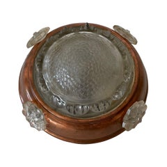 Exceptional Italian Art Deco Copper and Glass Flush Mount Ceiling, 1940s, Italy