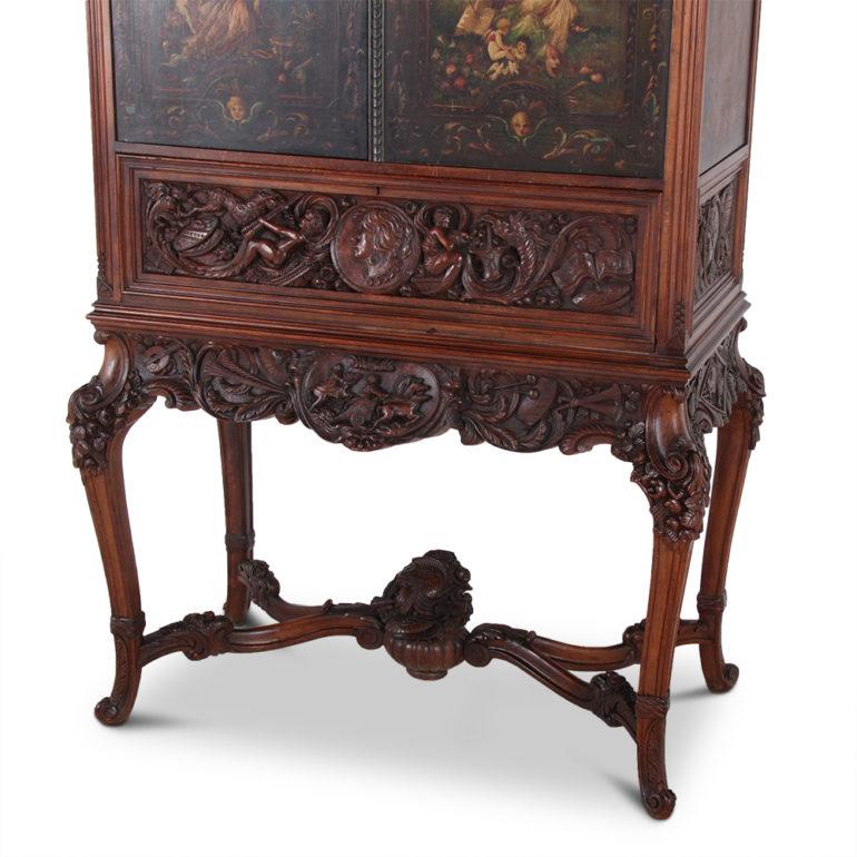 Hand-Painted Exceptional Italian Carved and Painted Cabinet