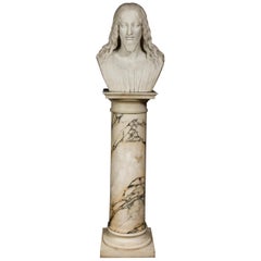 Exceptional Italian Carved White Marble Bust of Jesus Christ, circa 1860