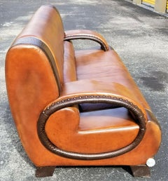 Italian Custom Made Leather & Alligator Skin Sofa