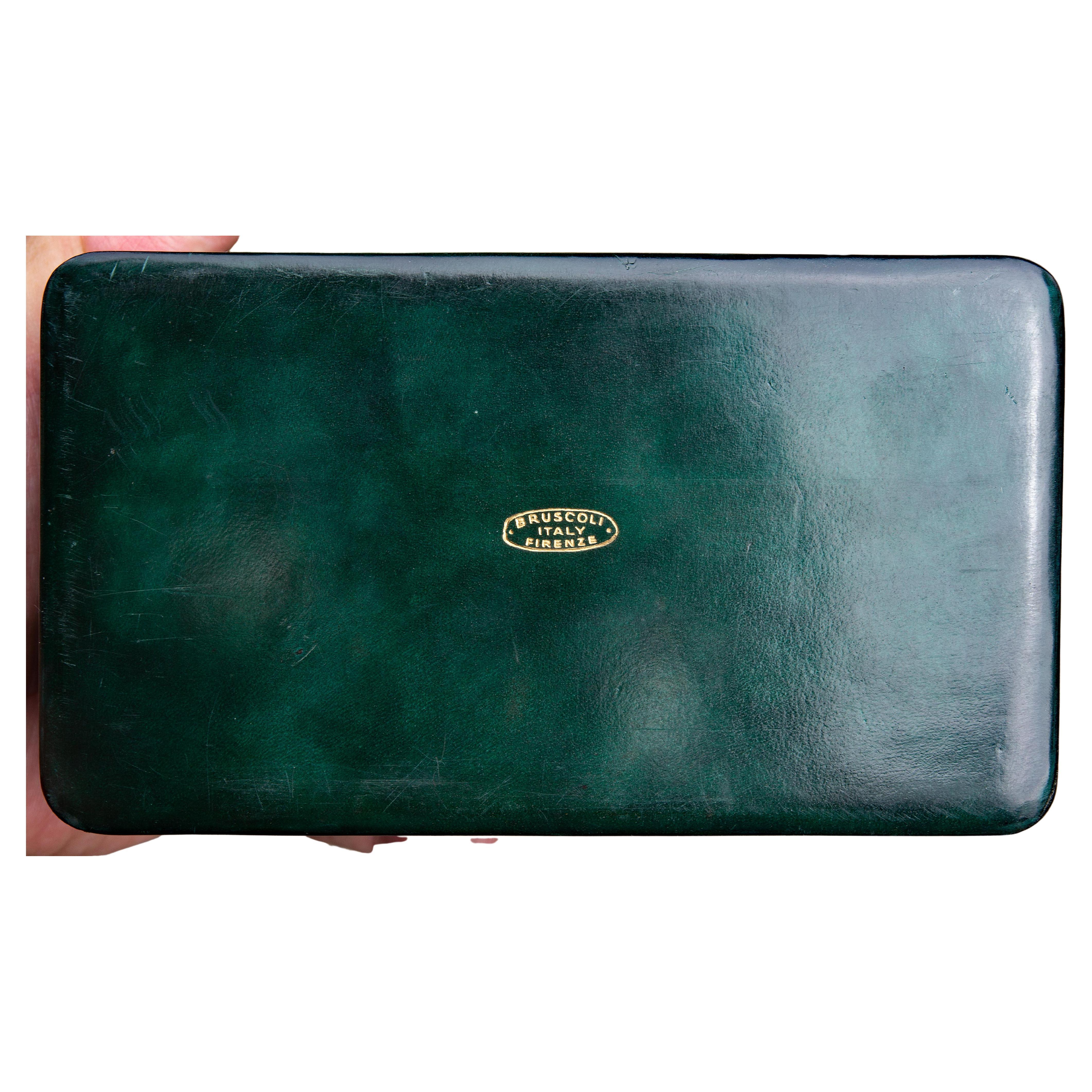 Exceptional Italian Emerald Green Leather Box by Pelletteria Bruscoli Florence In Good Condition For Sale In Rochester, NY