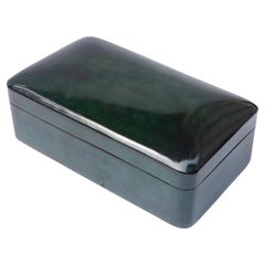 Eccezionale scatola italiana in pelle verde smeraldo della Pelletteria Bruscoli Firenze