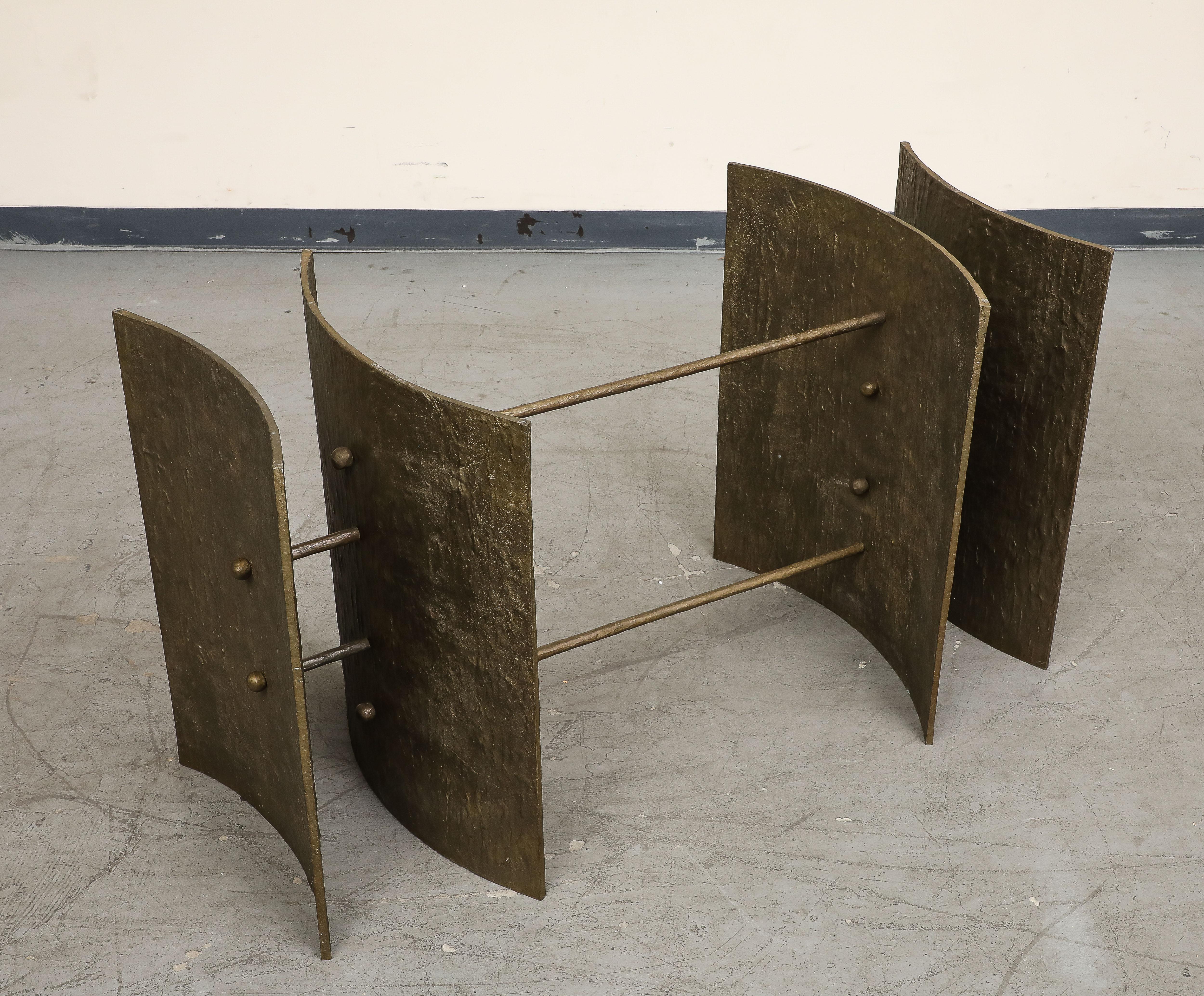 Late 20th Century Exceptional Italian Full Bronze Sculptural Table Base, circa 1970s For Sale