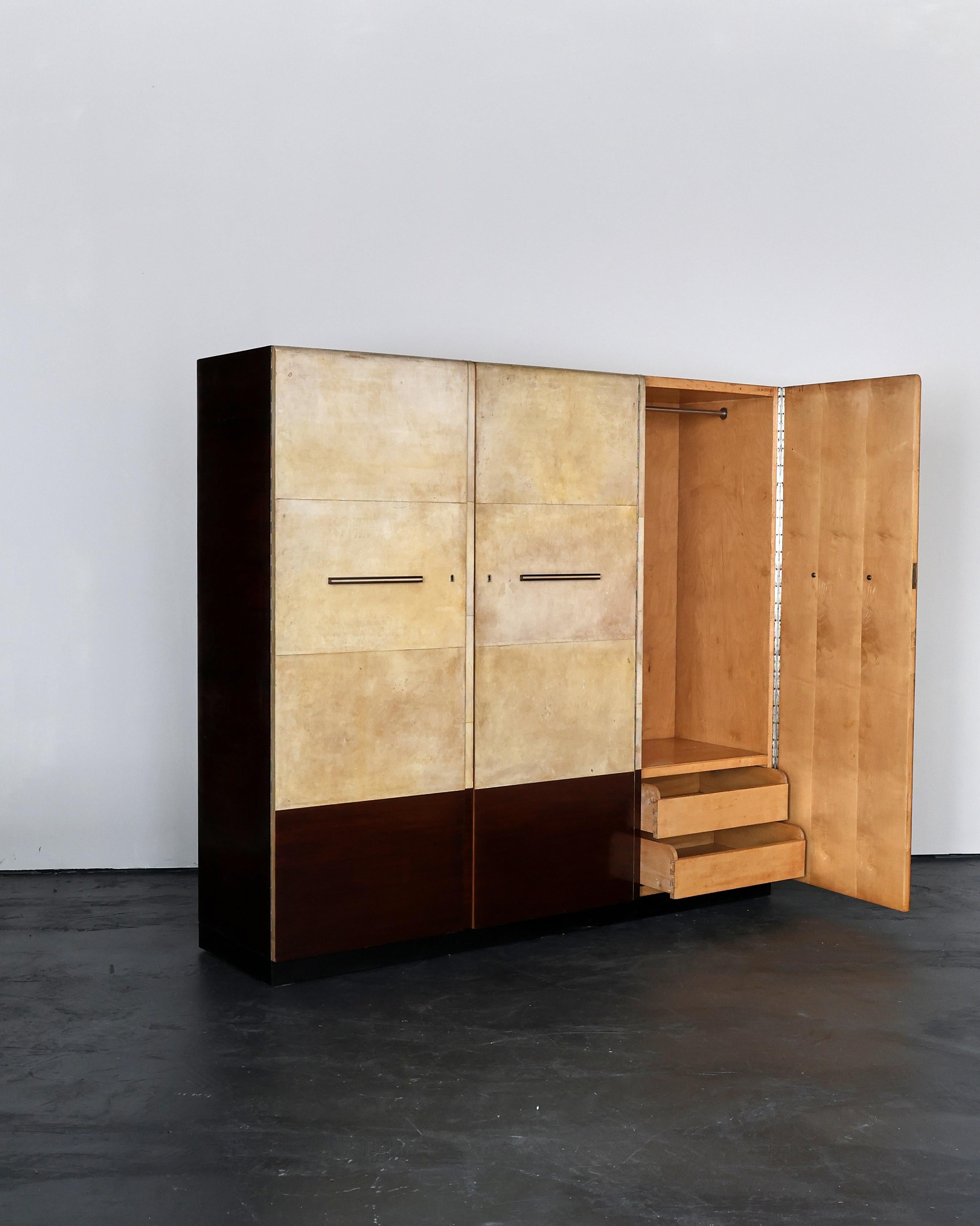Parchment Paper Exceptional Italian Modernist C.1940s Vellum Wardrobe For Sale
