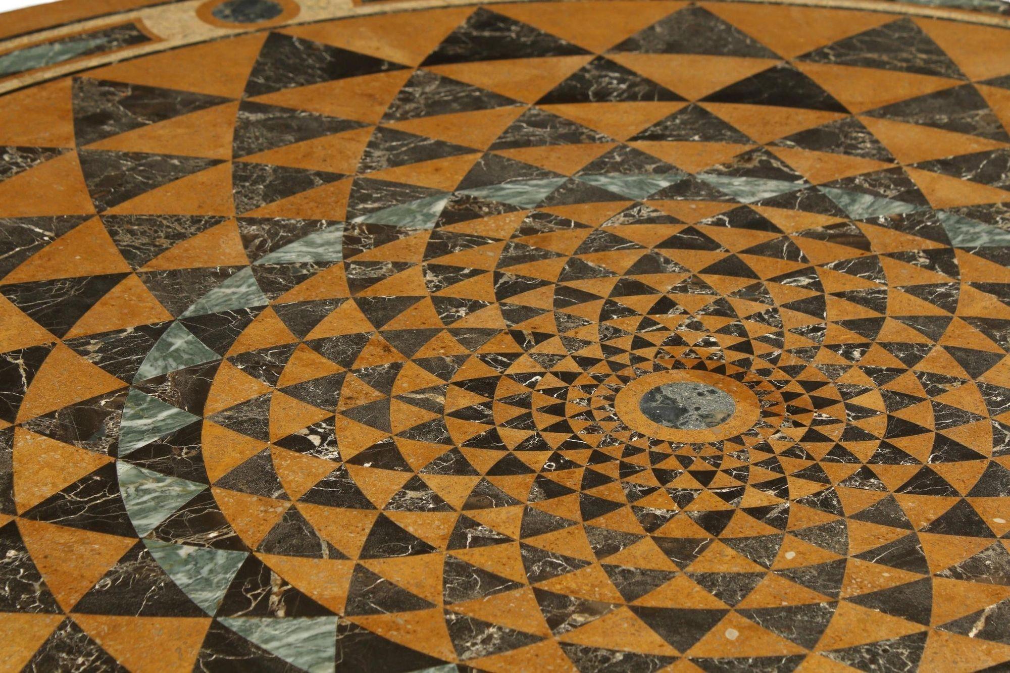 Exceptional Italian Pietra Dura Siena Marble Center Table, circa 1950's. In Good Condition For Sale In Los Angeles, CA