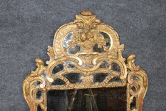 Exceptional Italian Rococo Style Carved Gilt Distressed Mirror
