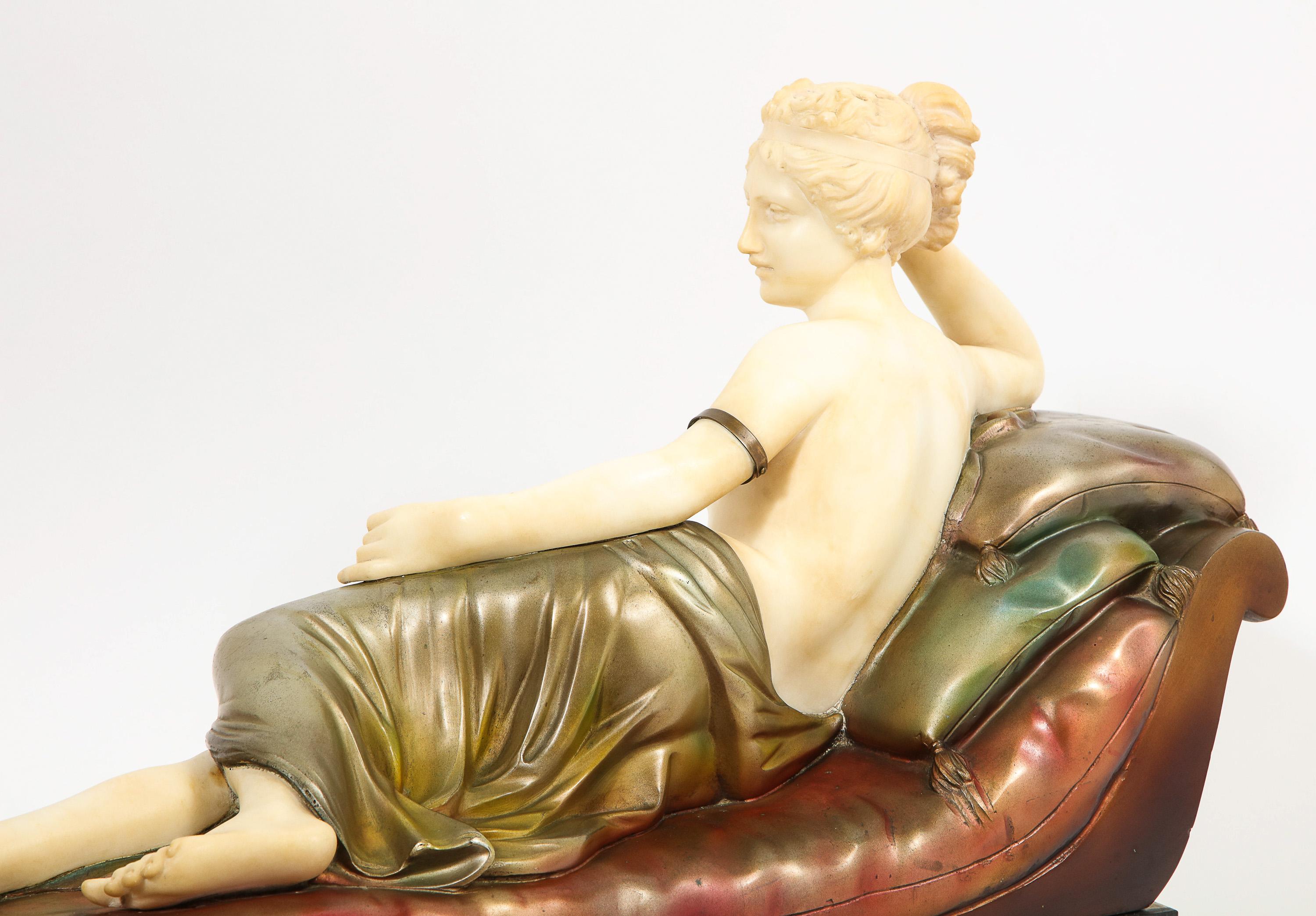 Exceptional Italian Sculpture of Paulina Bonaparte Borghese after Anotino Canova 5