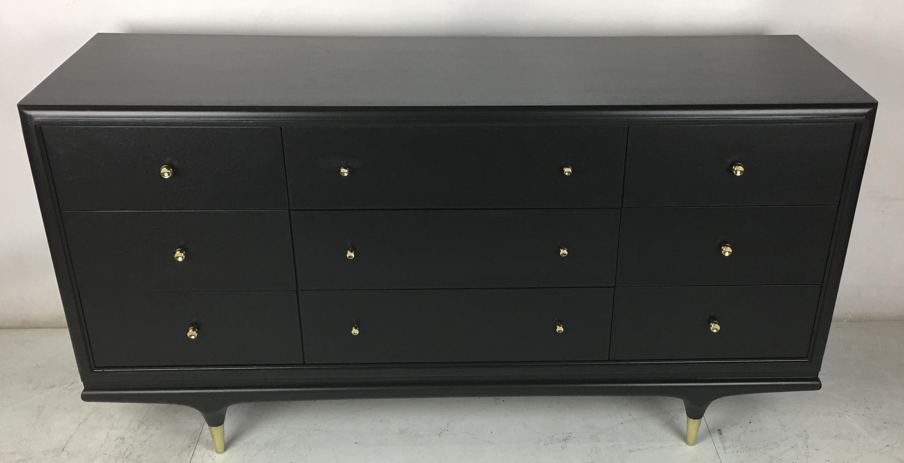 Mid-Century Modern Exceptional Italian Style Ebonized Walnut Dresser