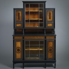 Exceptional Ivory-Inlaid Ebony, Palmwood and Bois Satiné Cabinet