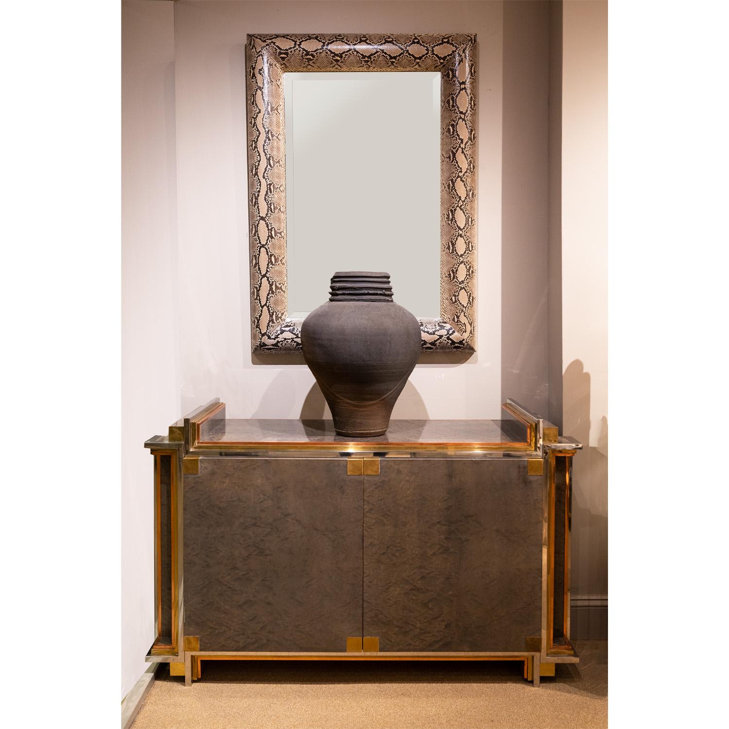 Late 20th Century Exceptional Jansen Cabinet in Grey Burl with Chic Mixed Metals 1970s 'Signed'