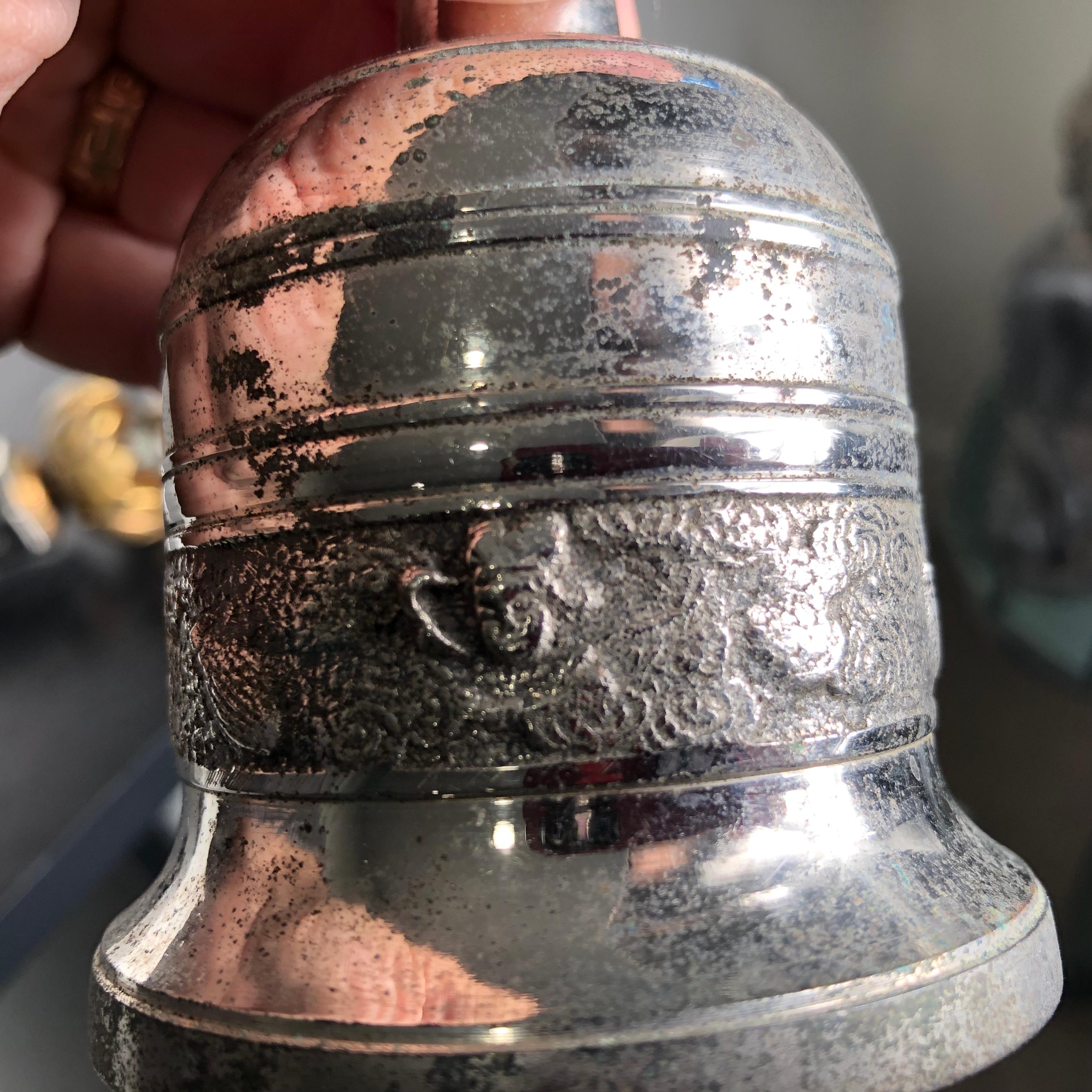 Bronze Exceptional Japanese Antique Tall Cast Buddhist Hand Bell Rings Beautifully