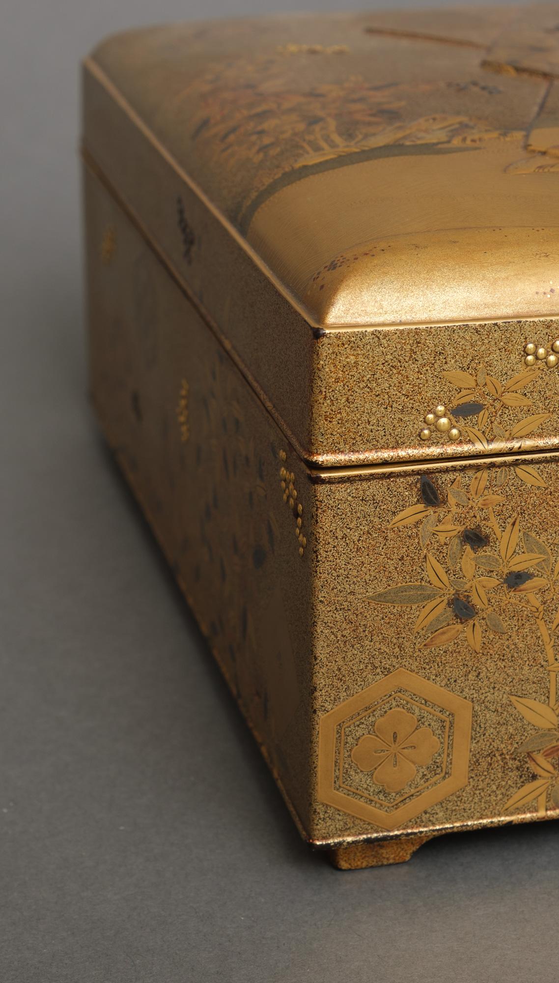 Eccezionale Tebako giapponese in lacca d'oro 手箱 'Scatola per accessori personali' in vendita 7