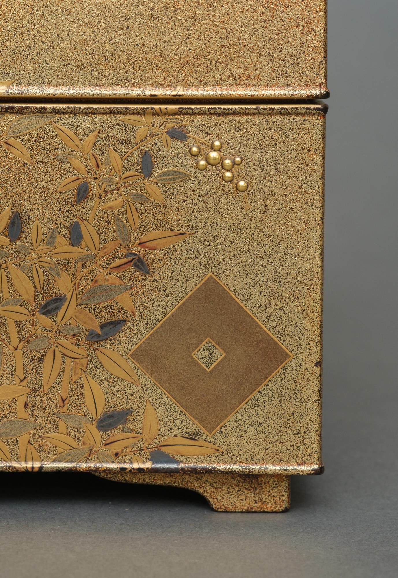 Eccezionale Tebako giapponese in lacca d'oro 手箱 'Scatola per accessori personali' in vendita 8