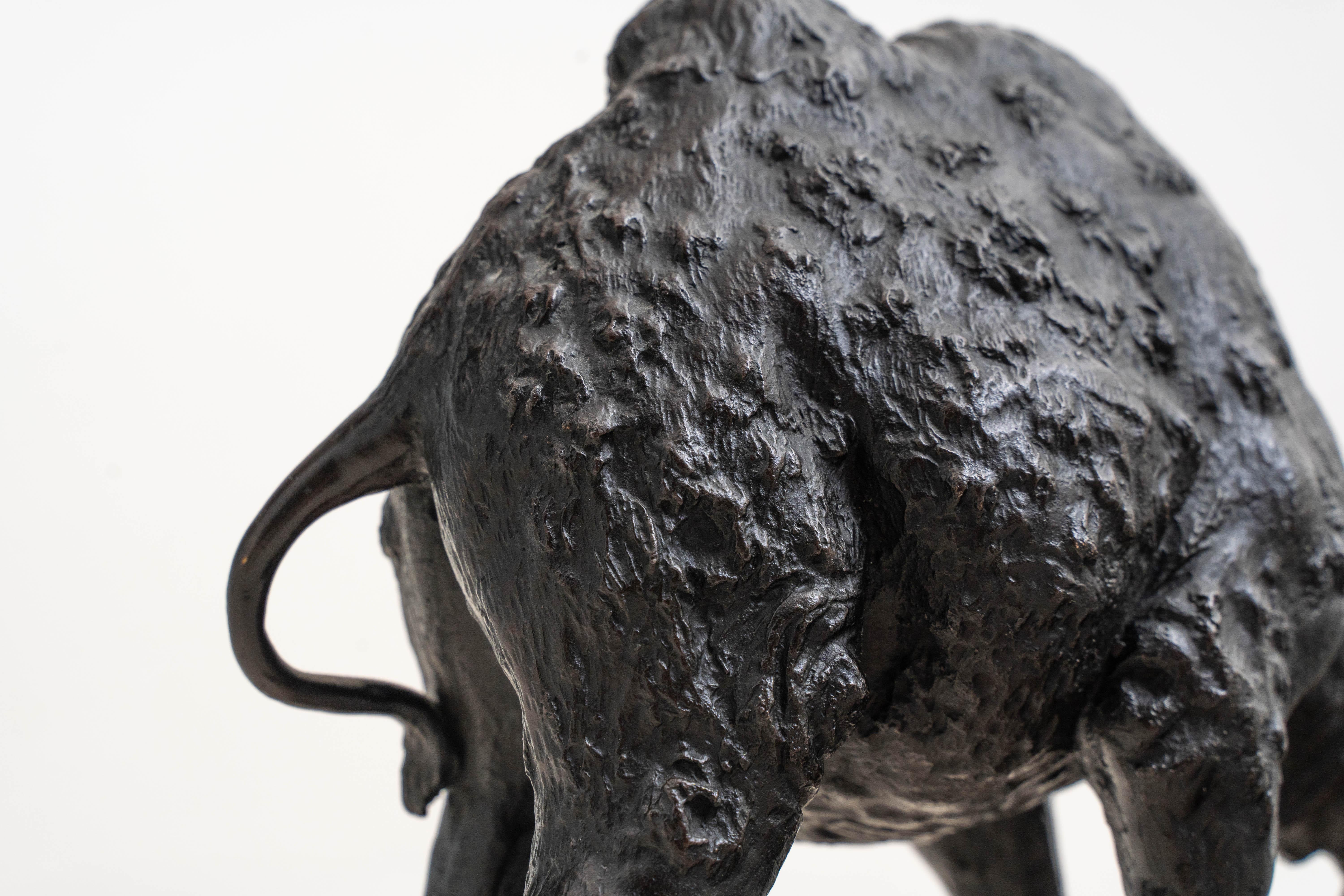 Late 19th Century Genryusai Seiya: An Important Patinated Bronze Okimono of a Bactrian Camel For Sale