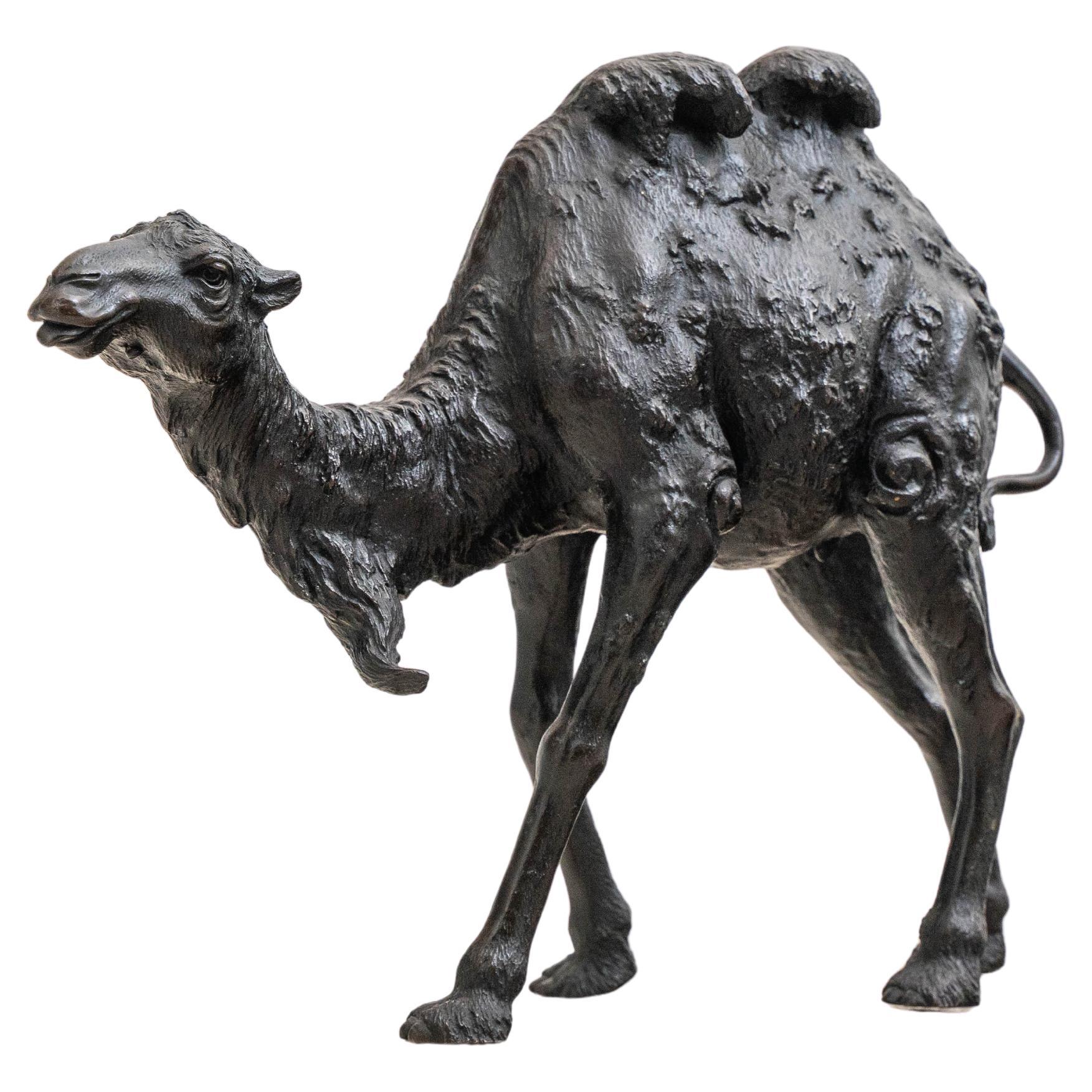 Genryusai Seiya: An Important Patinated Bronze Okimono of a Bactrian Camel