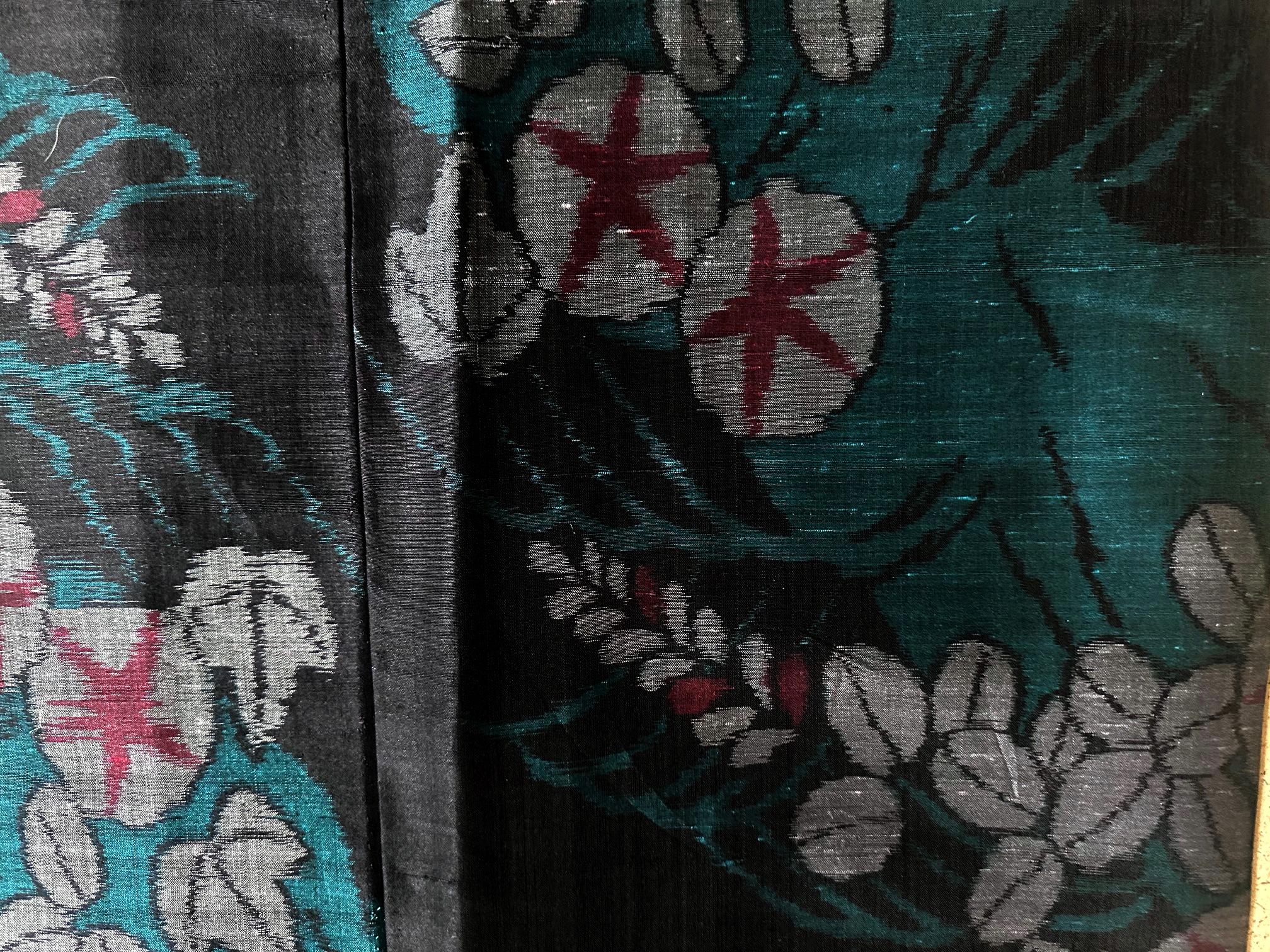 Lin Exceptional Japanese Summer Asa Hitoe Weft Ikat Kimono Provenance en vente