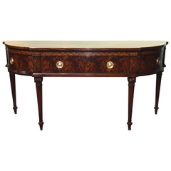 Exceptional Joseph Gerte Custom Demilune Inlaid Mahogany Server or Sideboard