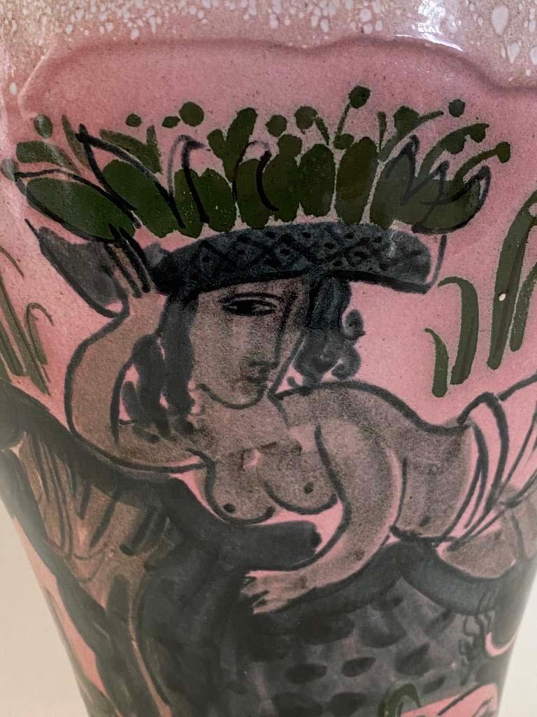 Mid-Century moderno Eccezionale Karl Drerup per Vontury 1940 Europa e il Toro Grande Vaso in vendita