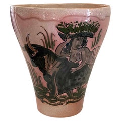 Exceptional Karl Drerup for Vontury 1940s Europa and the Bull Large Vase