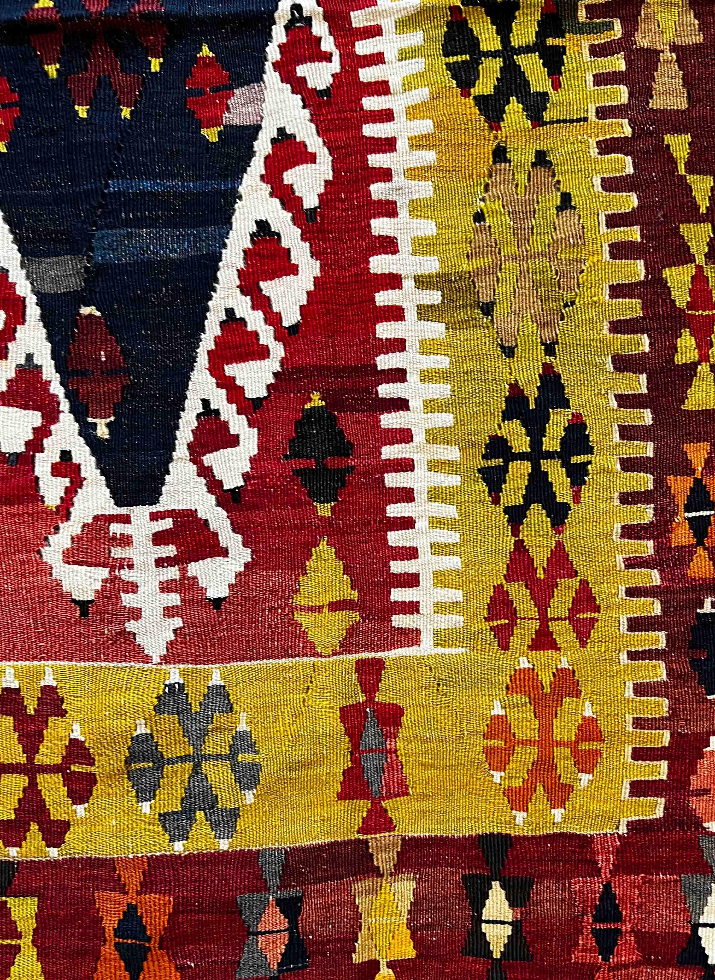 Wool  Exceptional Kilim from Turkey , 19th Century- N° 695 For Sale