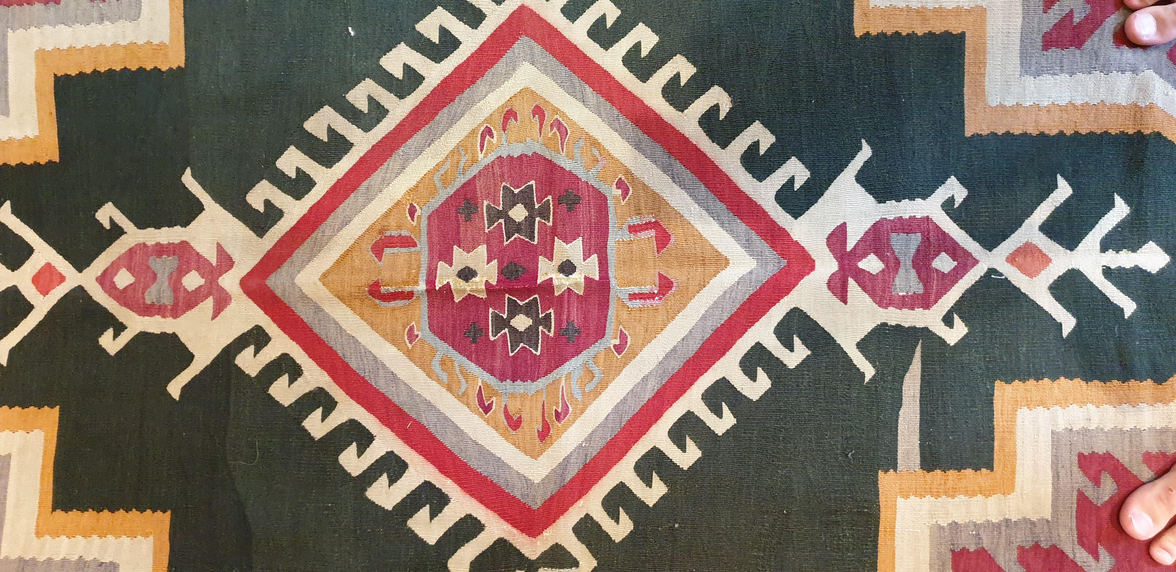 Eccezionale kilim turco in lana e seta del XIX secolo - N° 696 In condizioni ottime in vendita a Paris, FR