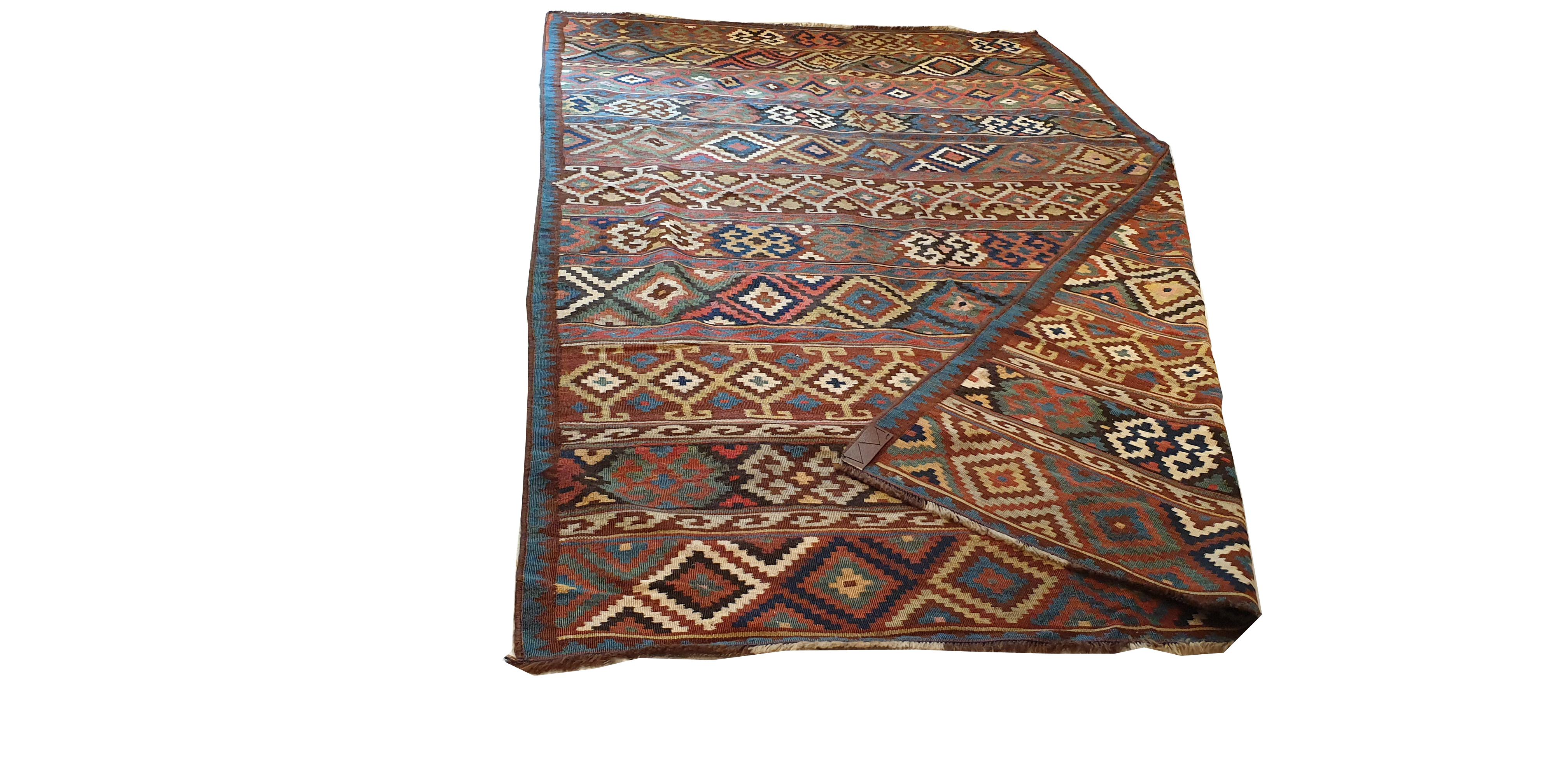847 - Exceptional Kilim of Caucasian Region in 19th Century Wool  For Sale 1