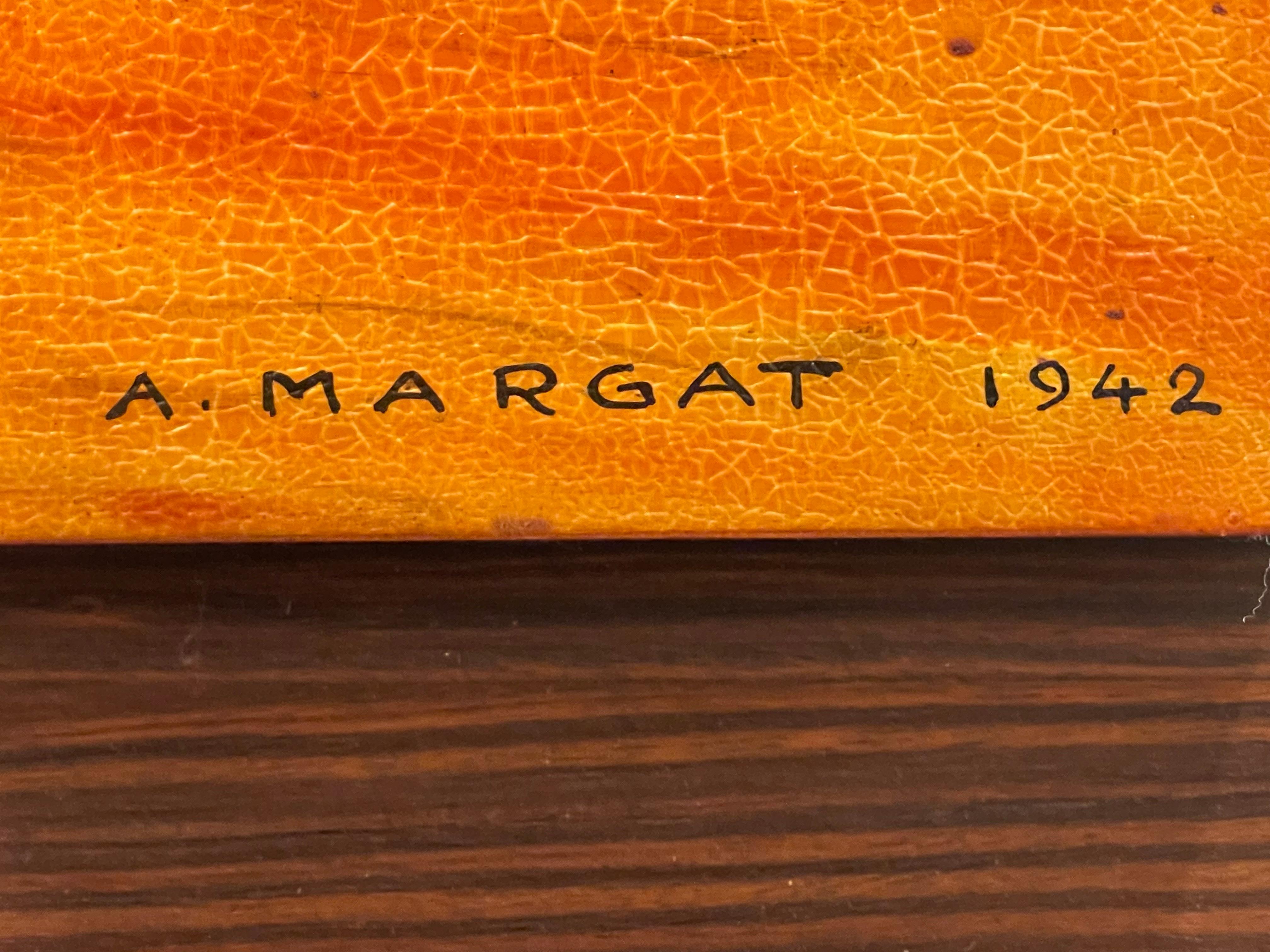Außergewöhnliche Lackierung auf Goldgrund von André Margat, 1942 im Angebot 1