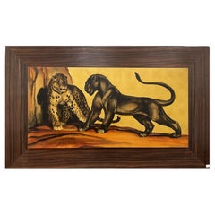 Vintage Exceptional lacquer on a gold background by André Margat, 1942