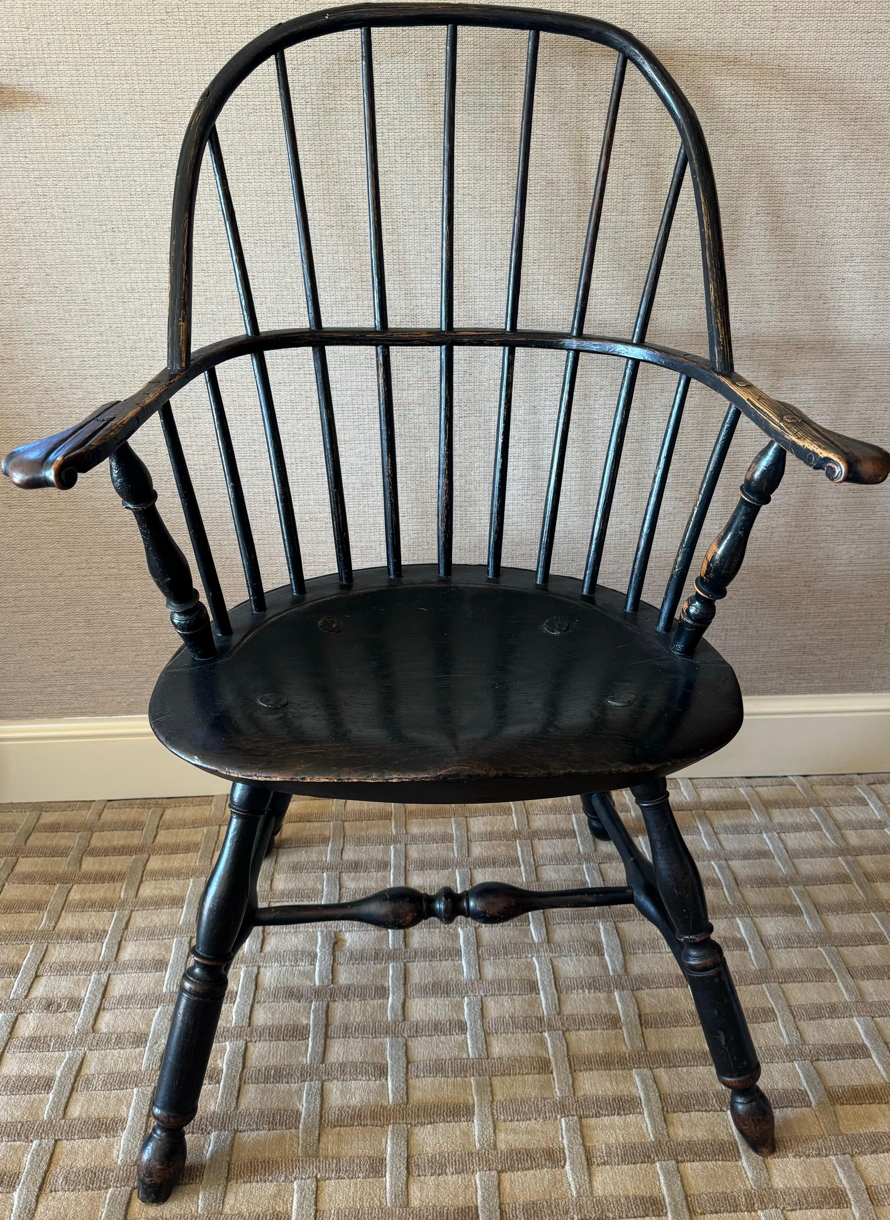 Hardwood Exceptional Lancaster County Sack Back Windsor Chair For Sale