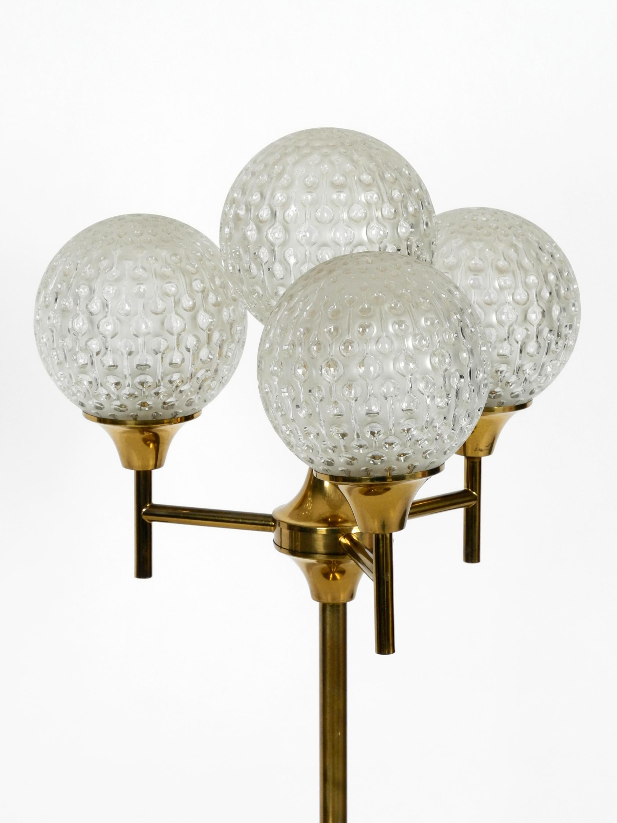 Exceptional Large 1960s Full Brass Table or Floor Lamp with 4 Glass Balls 1