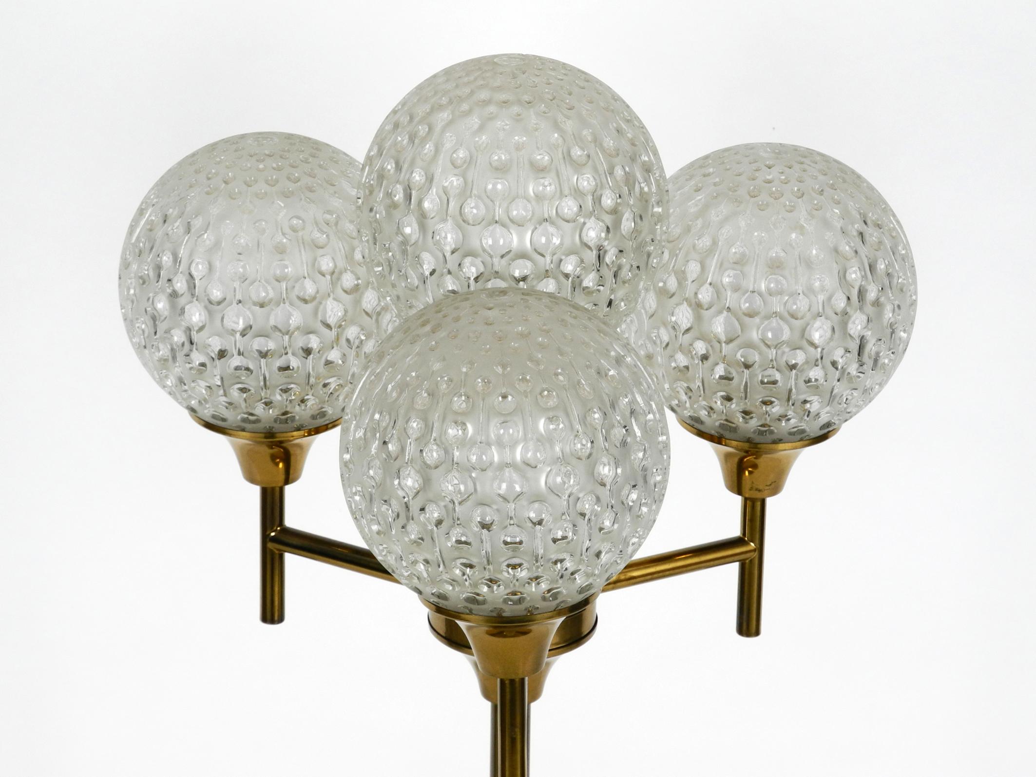 Exceptional Large 1960s Full Brass Table or Floor Lamp with 4 Glass Balls 5