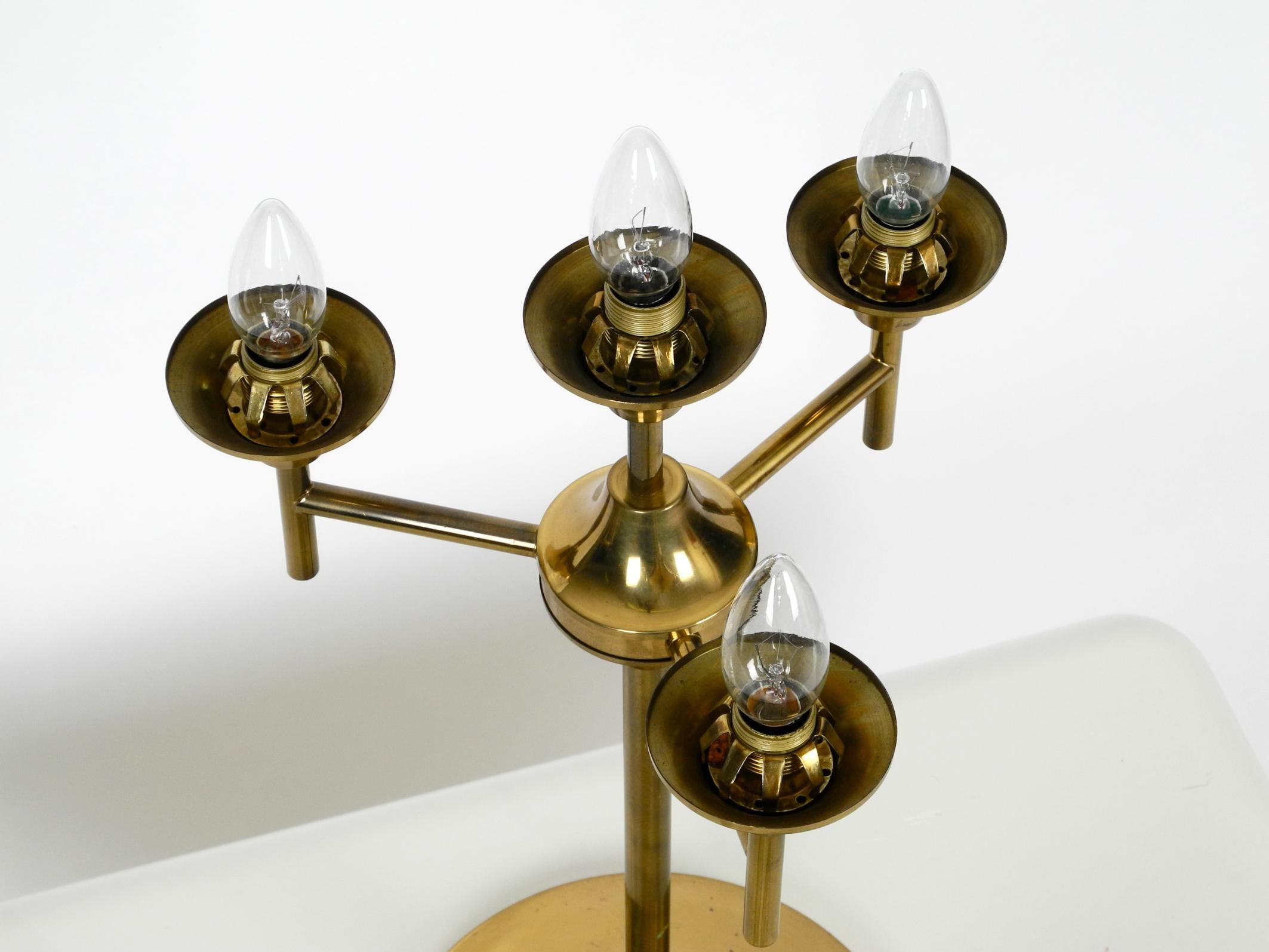 Exceptional Large 1960s Full Brass Table or Floor Lamp with 4 Glass Balls 2