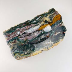 Exceptional Large Agate & Jasper Vide Poche Catchall Jewelry Dish Mid Century